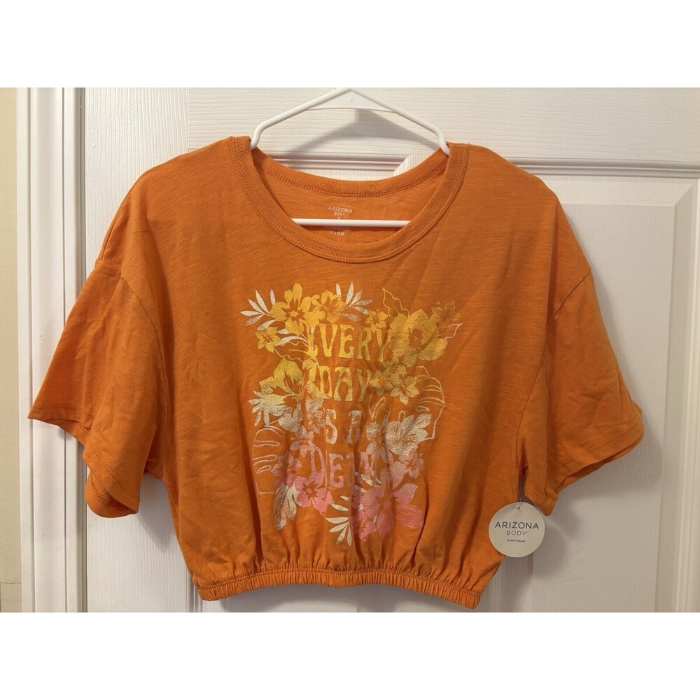 Arizona Body Sleepwear Sz M “Every Day Is A Dream” Tropical Dream Cropped Orange